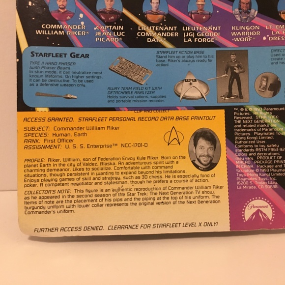 1994 Collectible Star Trek Next Gen action figure, Riker - Picture 5 of 5